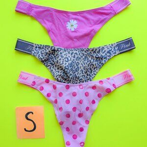 Victoria's Secret PINK Size S Cotton Thong Panty Bundle - 3 pairs